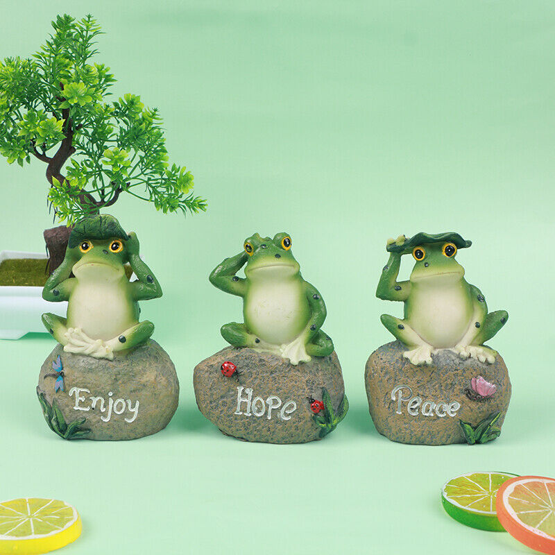 5 Inch Frogs Garden Statues Frogs Sitting On Stone Sculptures Stone Ornam.l8