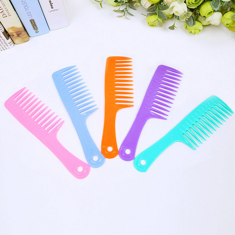Wet Haircut Hair Comb Hairdressing Plastic Detangler Handle Wide-tooth C.l8