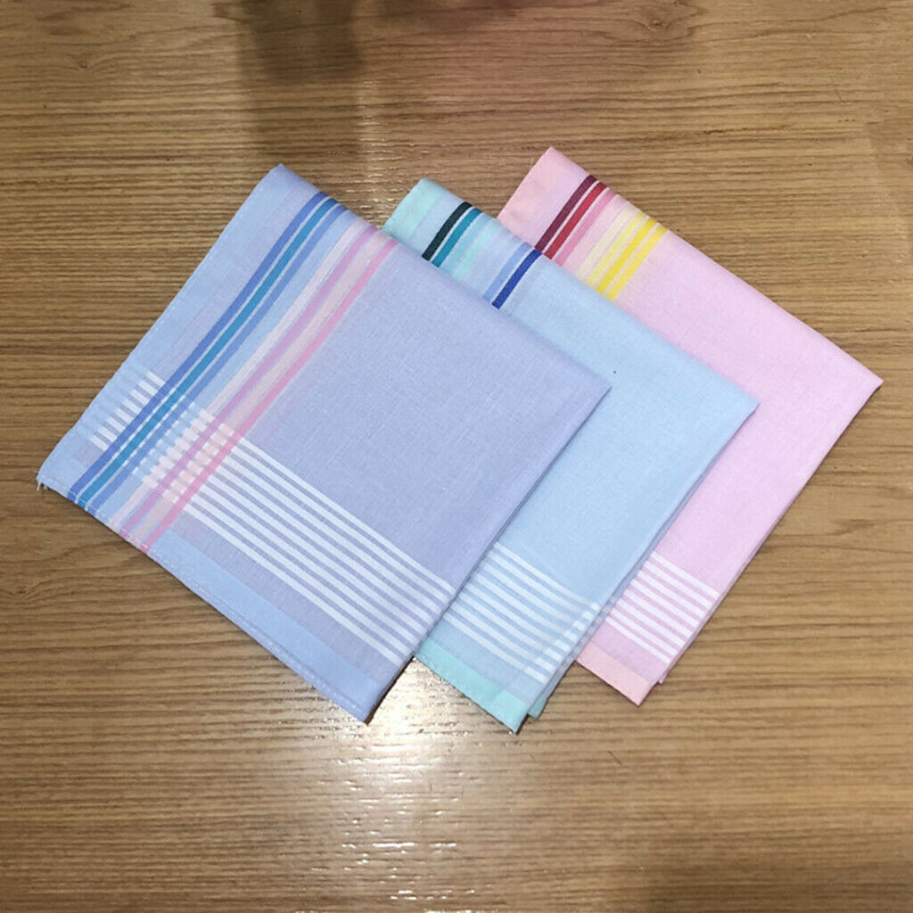 12x Pure Cotton Handkerchiefs Men Women Washable Party Hankie Kerchiefs