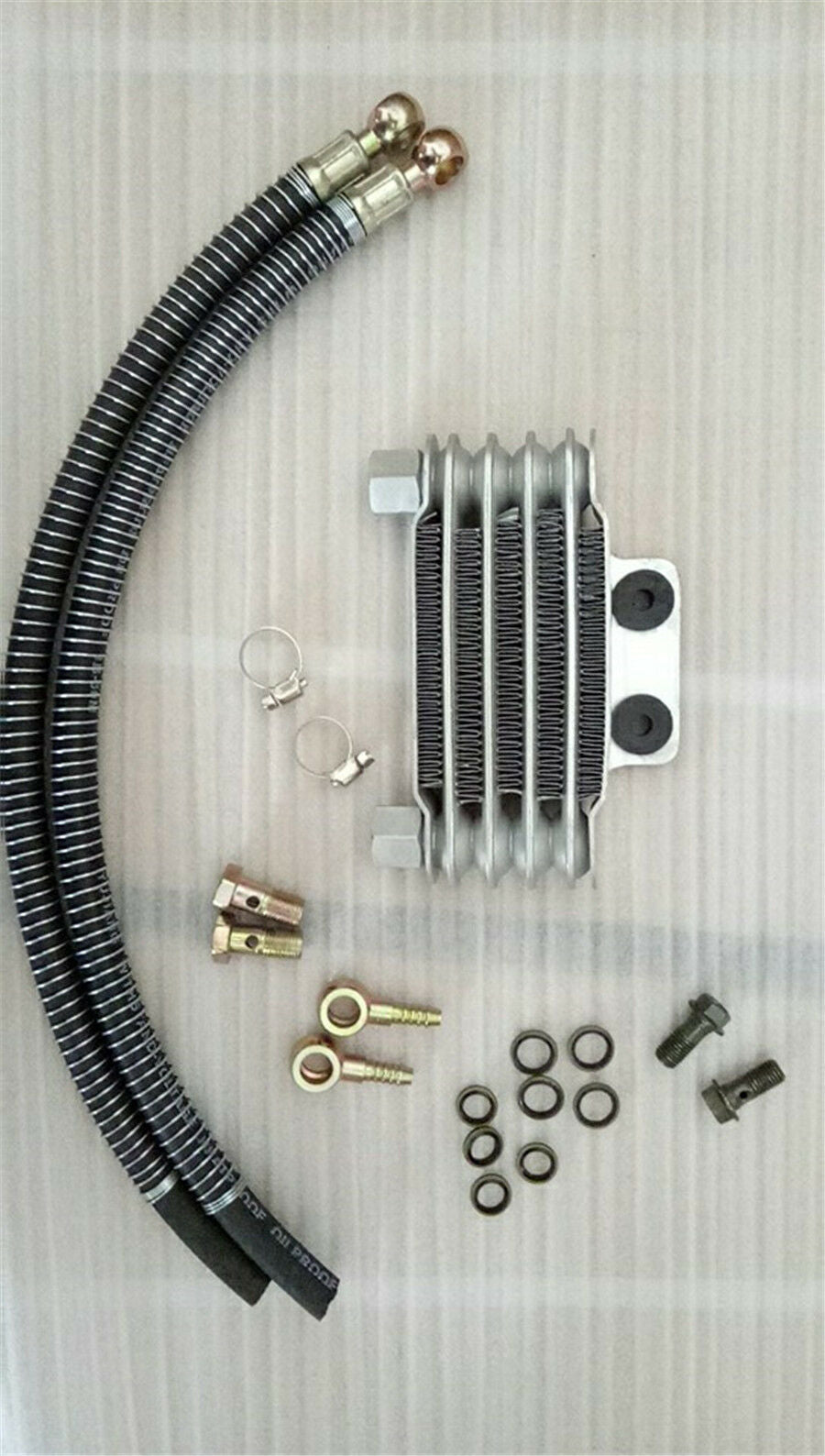 1Set Motorcycle Scooter Dirt Bike Metal Oil Cooler Radiator with Accessories Kit