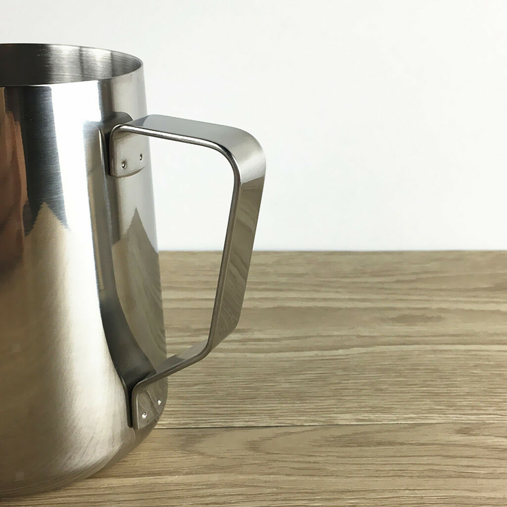 New 350ml Coffee Milk Frothing Pitcher Thermometer, w/ Scale Stainless Steel
