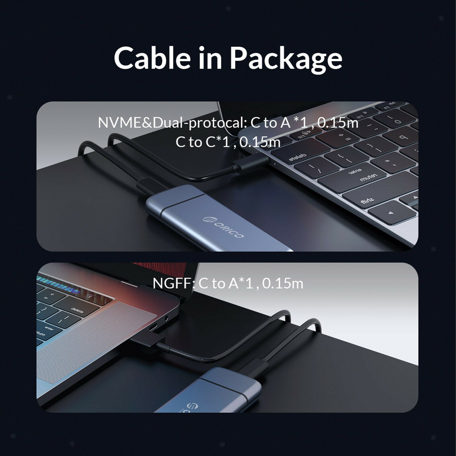 M2 SSD Case USB 3.1 Aluminum alloy Hard Drive Case for M2 M-Key 2260 2280