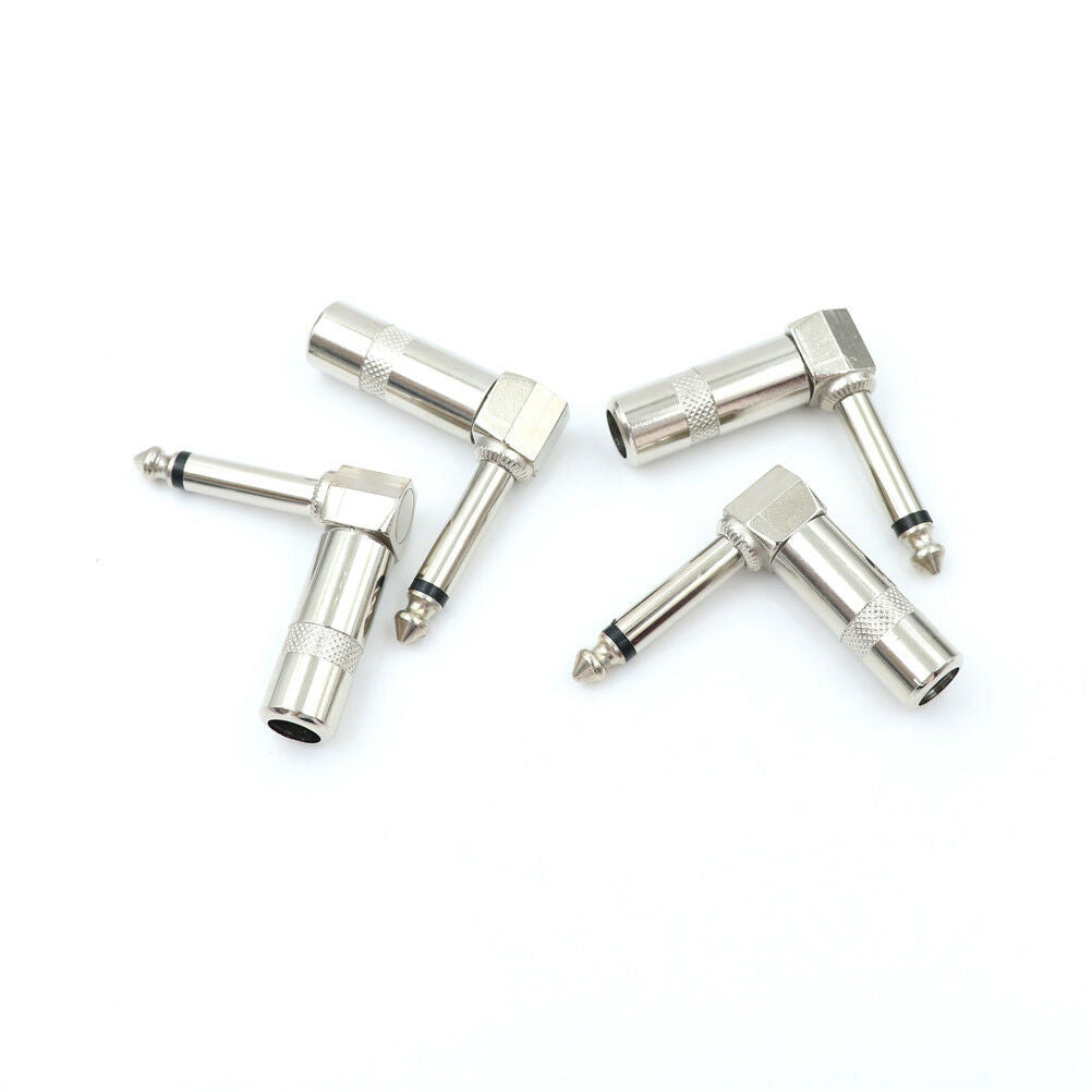 4x 90 Degree Right Angle 6.35mm 1/4" Male for Mono Phone Jack Plug Audio .l8