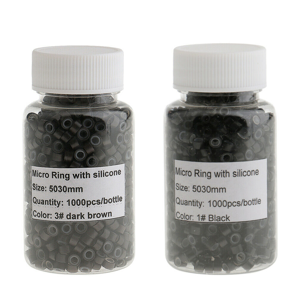 2000Pieces Tube Beads Micro Link Rings Lined for Hair Extensions Brown&Black