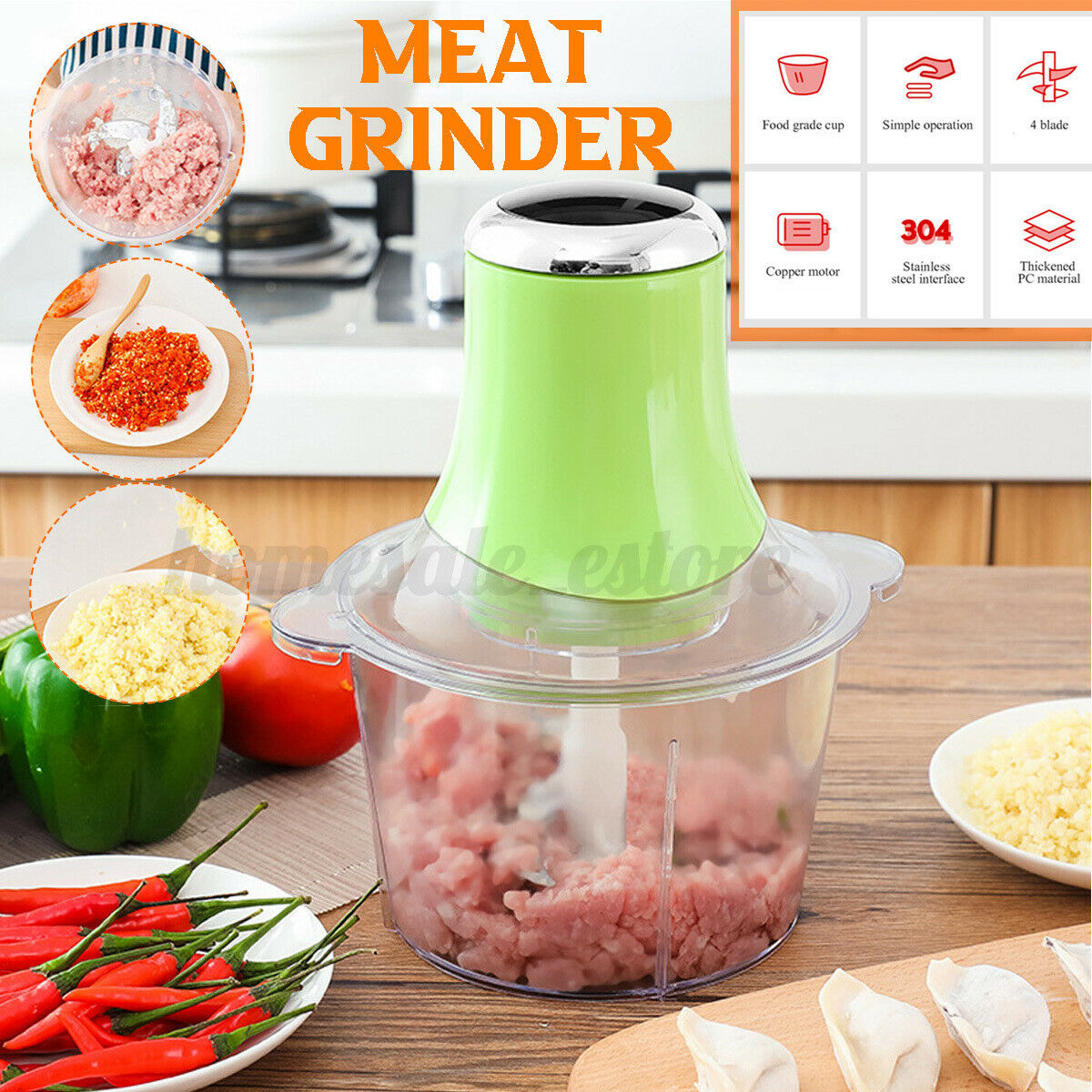 Electric Meat Grinder Mincer Sausage Stuffer Filler Stainless Chopper Machine