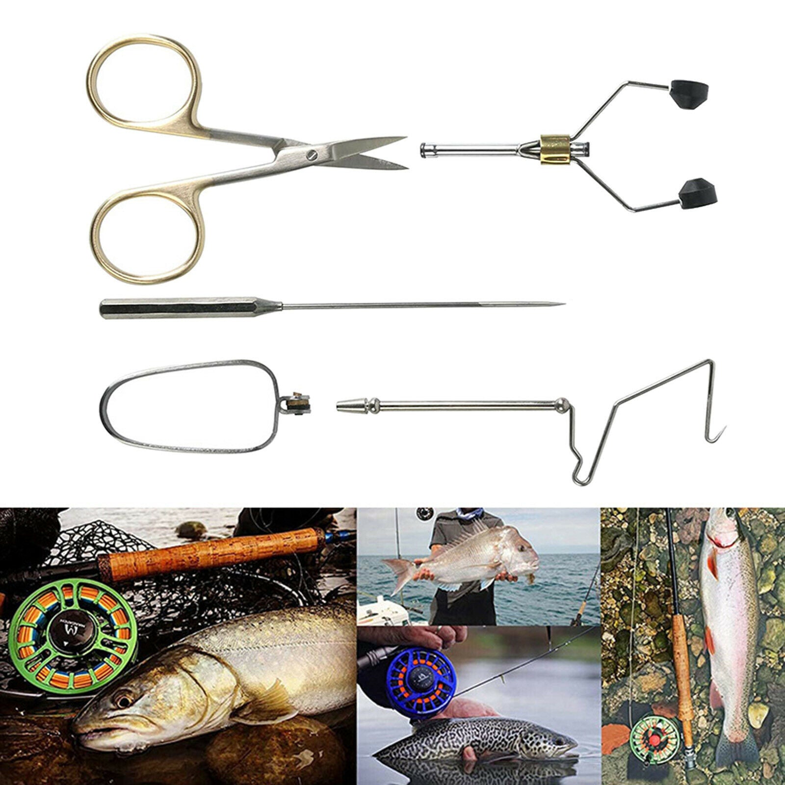 5pcs Fly Tying Tools Supplies Fishing Dubbing Needle Bobbin Thread Holder