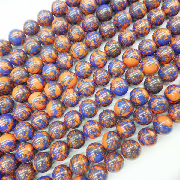 1 Strand 10mm Purple&Orange Rainbow Calsilica Round Ball Loose Beads 15" HH9068