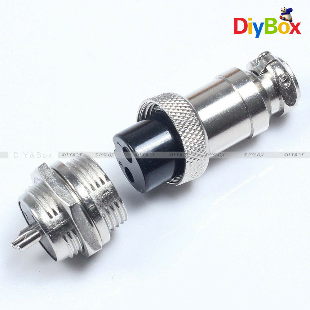Aviation Plug 2-Pin 16mm GX16-2 Male and Female Panel Metal Connector