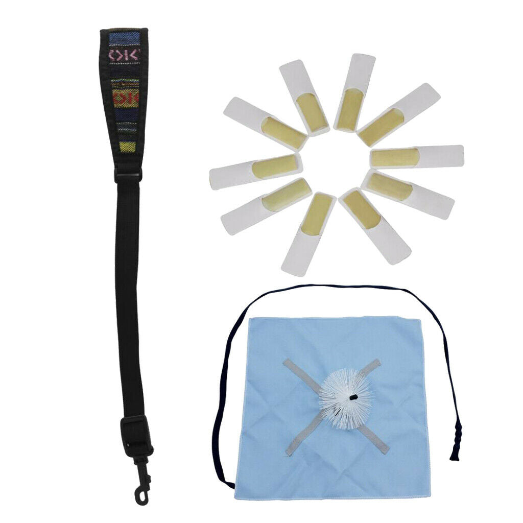3 Pieces Sax Reed Saxophone Cleaning Care Kit Brush Strap for Sax Lovers