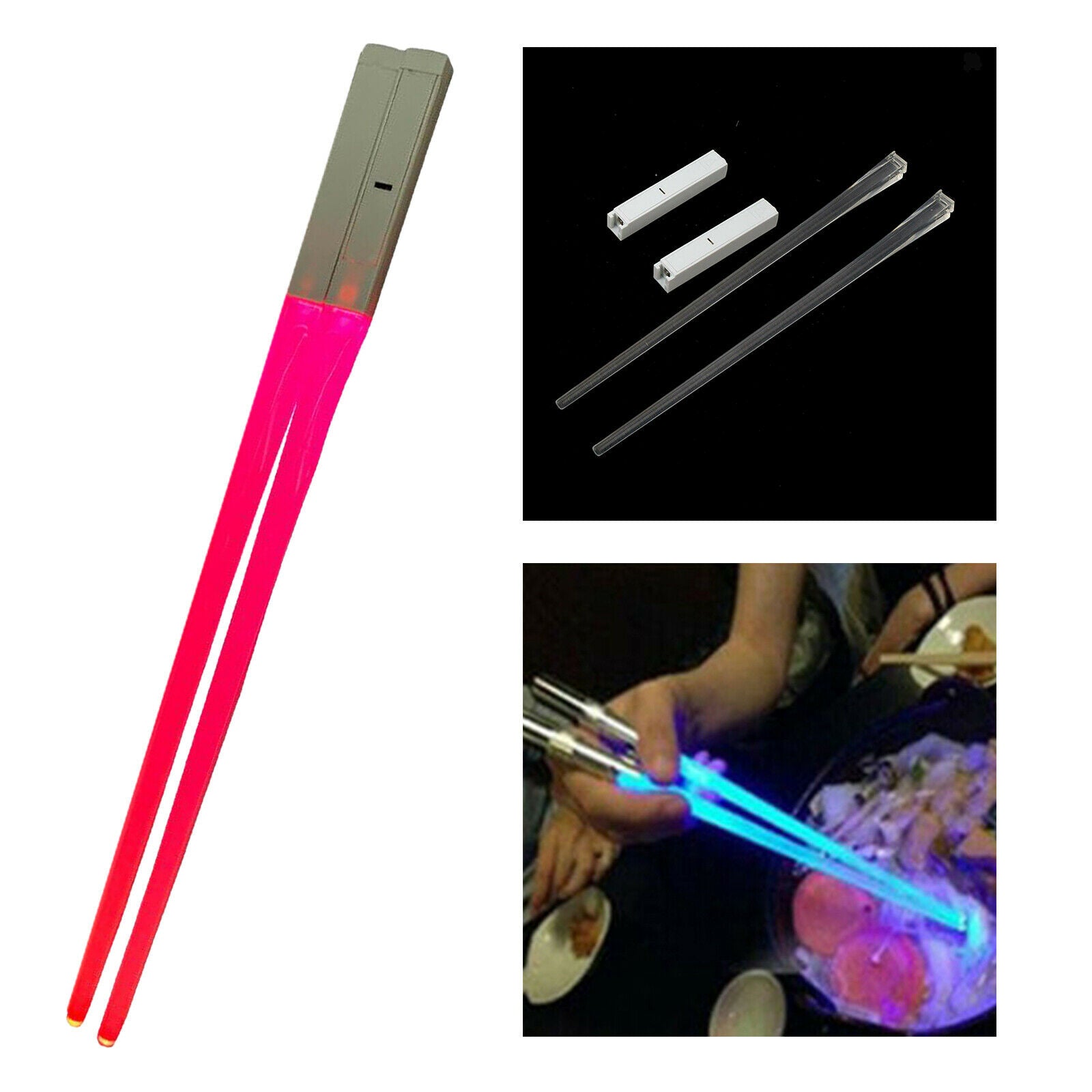 LED Lightsaber Chopstick Reusable Light Up Chopstick Kitchen Party Red