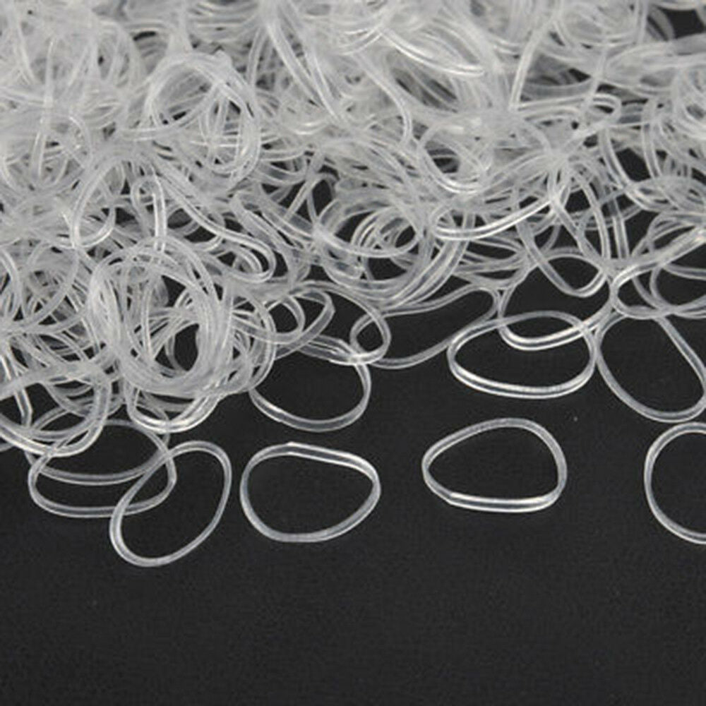 500x Clear Elastic Rubber Hair Ties Hairband Spiral Braids Plaits Braiding