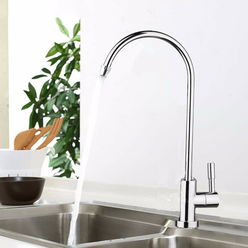 1/4 inch 360° RO Water Filter Faucet Reverse Osmosis System Goose Neck Sink Tap