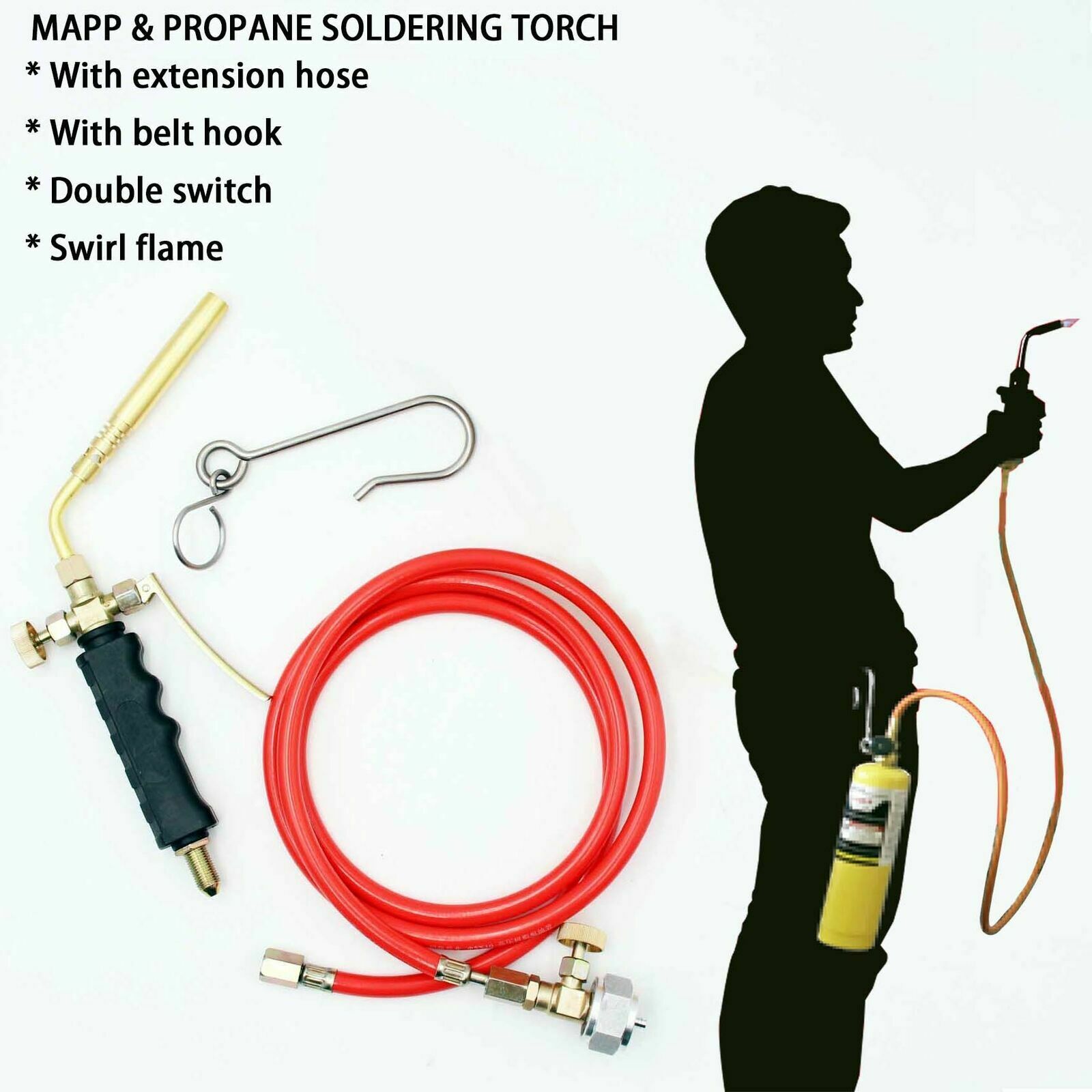 Brass Mapp Torch 1.6M Hose Brazing Welding Plumbing Turbo Torch Solder Tool