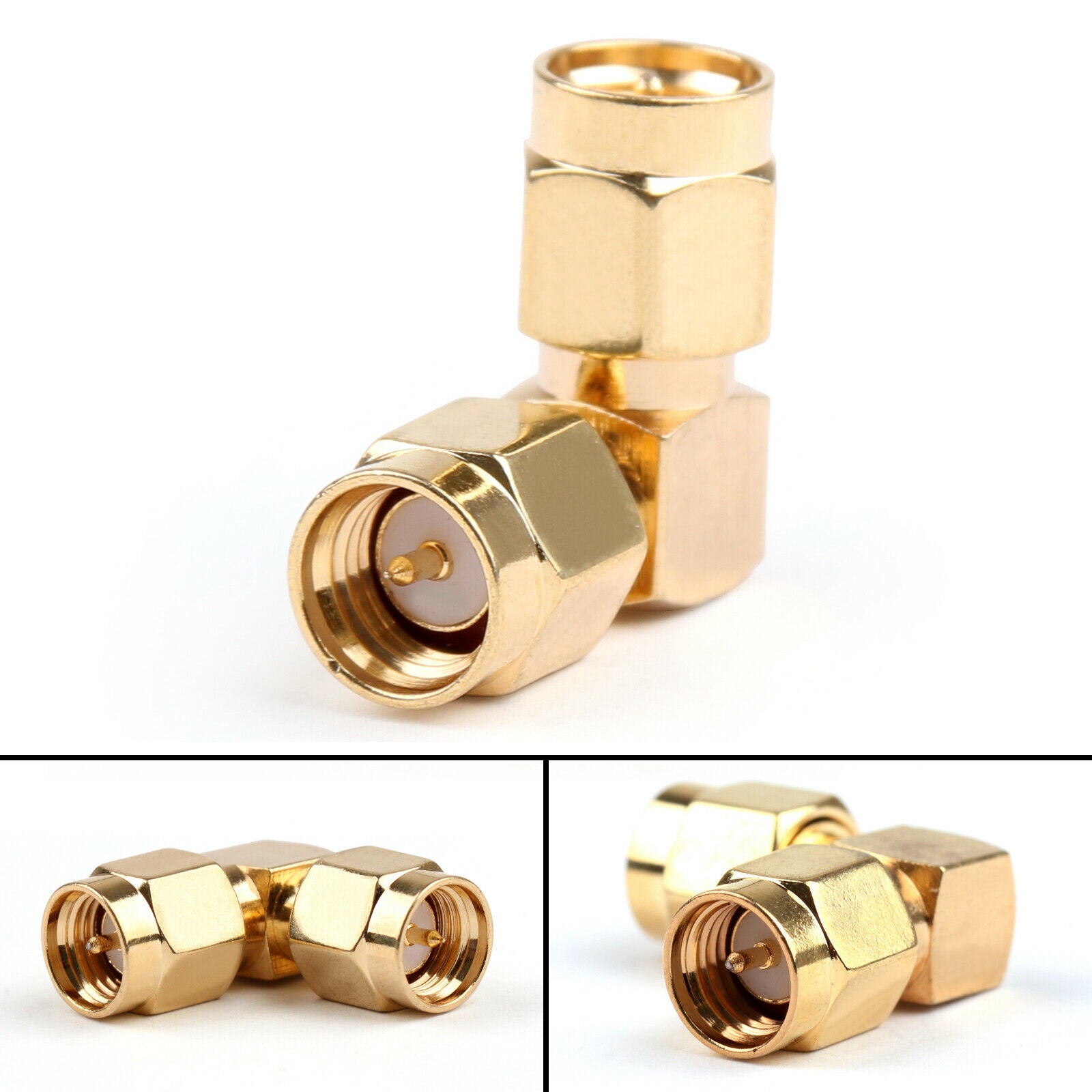 10PCS Adapter SMA Male Plug To SMA Male Plug Pin Right Angle RF Coax CA