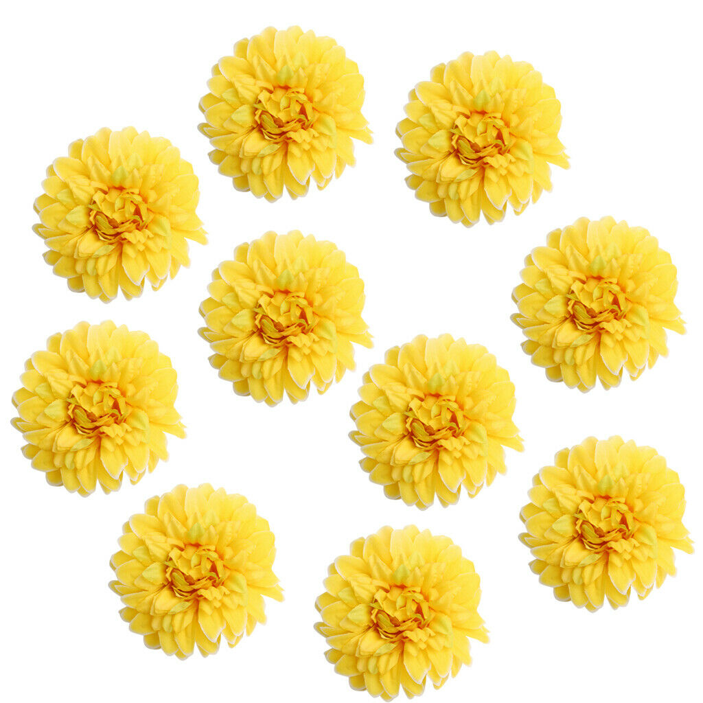 10x Artificial Chrysanthemum Flower Head Wedding Home DIY Craft Decor Yellow