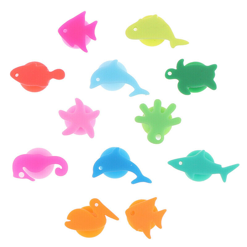12pcs/set Silicone Marine Animals Wine Glass Marker Drinking Cup Identifi.l8