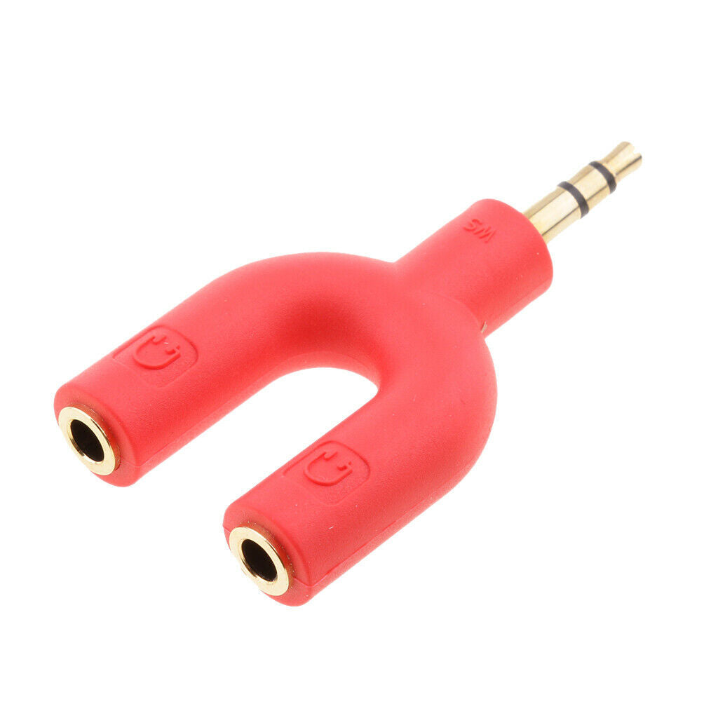 2Pcs 3.5mm Earphone Adapter Plug,U Shape Double Jack Stereo Headphone Splitter