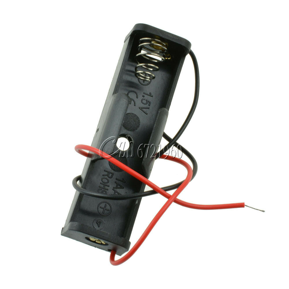 10PCS Plastic Battery Case Storage Box Holder with Wire Leads for AA 1.5V 2A