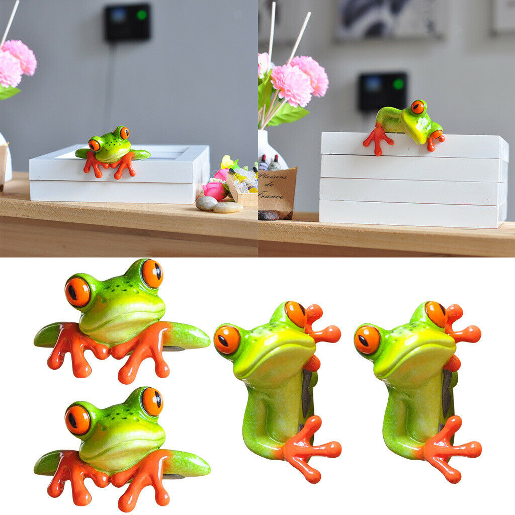 4pcs Modern Creative Frog Statues Car Office Decor Ornament Laptop Monitor