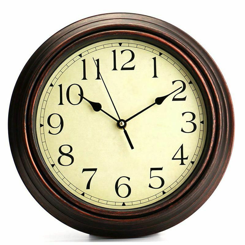 12-Inch Round Classic Clock Retro Non Ticking Quartz Decorative Wall Clock R4TT2