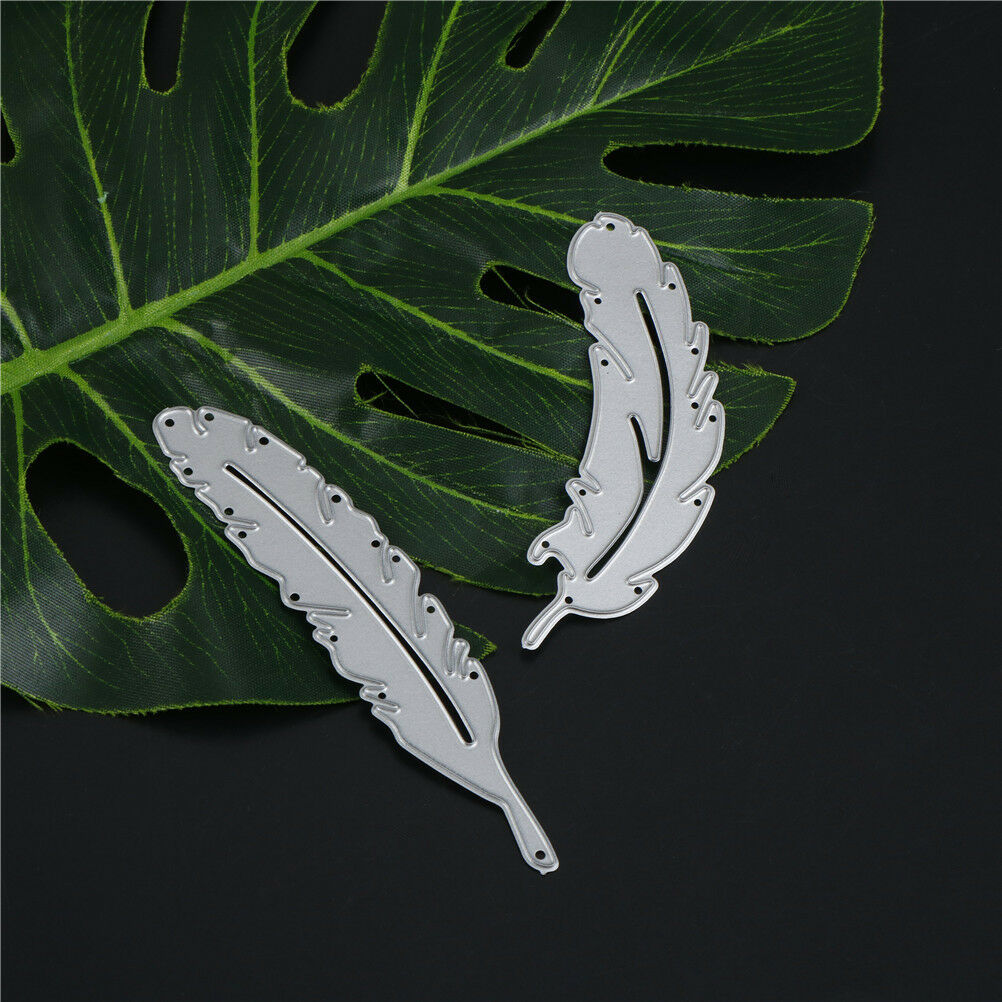 2xFeather metal cutting dies stencils scrapbook album paper embossing crafts Fad
