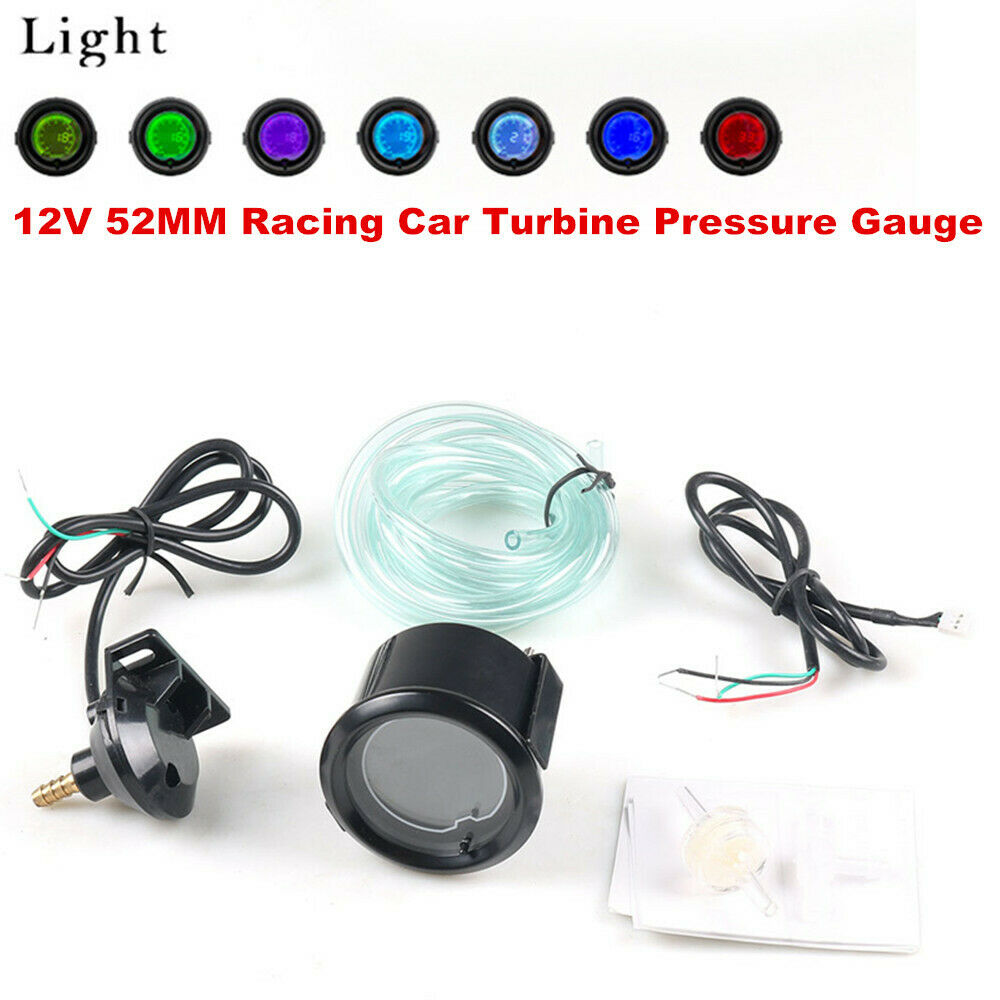 12V Racing Car Turbine Pressure Gauge Instrument LCD Digital Display Meter Kit