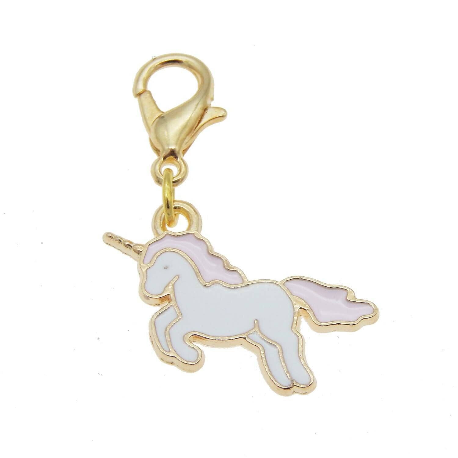 8pcs Alloy Enamel Charm Unicorn Pendant with Lobster Clasp Jewelry Craft 39*20mm