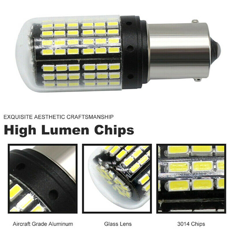 1x White 1156 7506 P21W BA15S LED 3014 144SMD Car Turn Signal Light BulbsY1