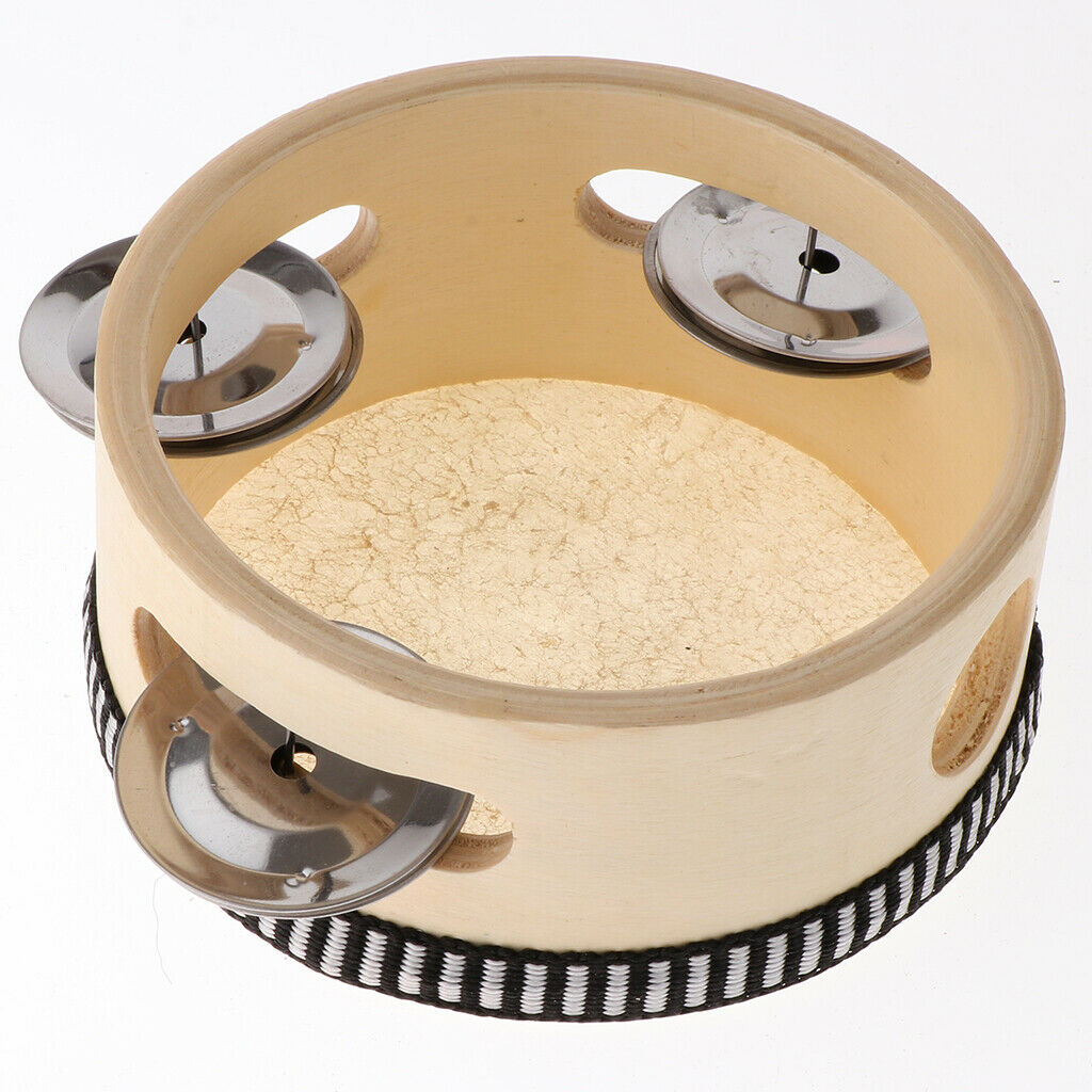 4inch Wooden Tambourine Percussion Drum Tamborine Kids Musical Learning Toys