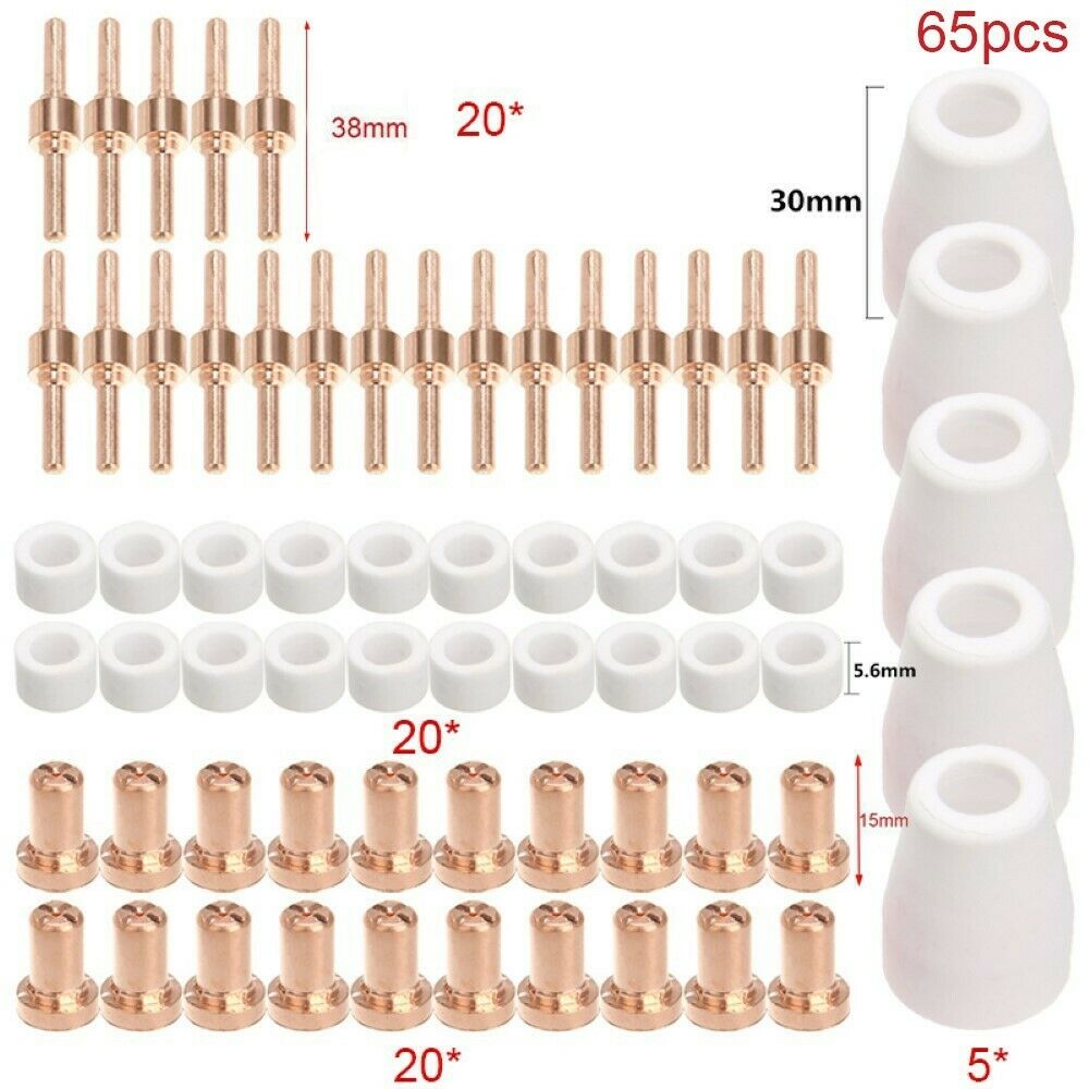 65pcs Plasma Cutter Tip Electrodes Nozzles Kit Consumable Replacement LIN