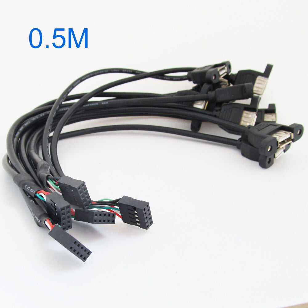 20pcs 0.5M 2 Port USB A Female to Internal 2x5 way  9 Pin Header Adapter Cable