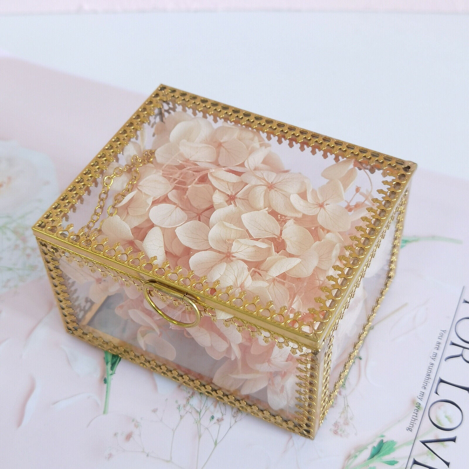 Jewelry Trinket Glass Box Ornate   Earring Box Keepsake Decorative Box for