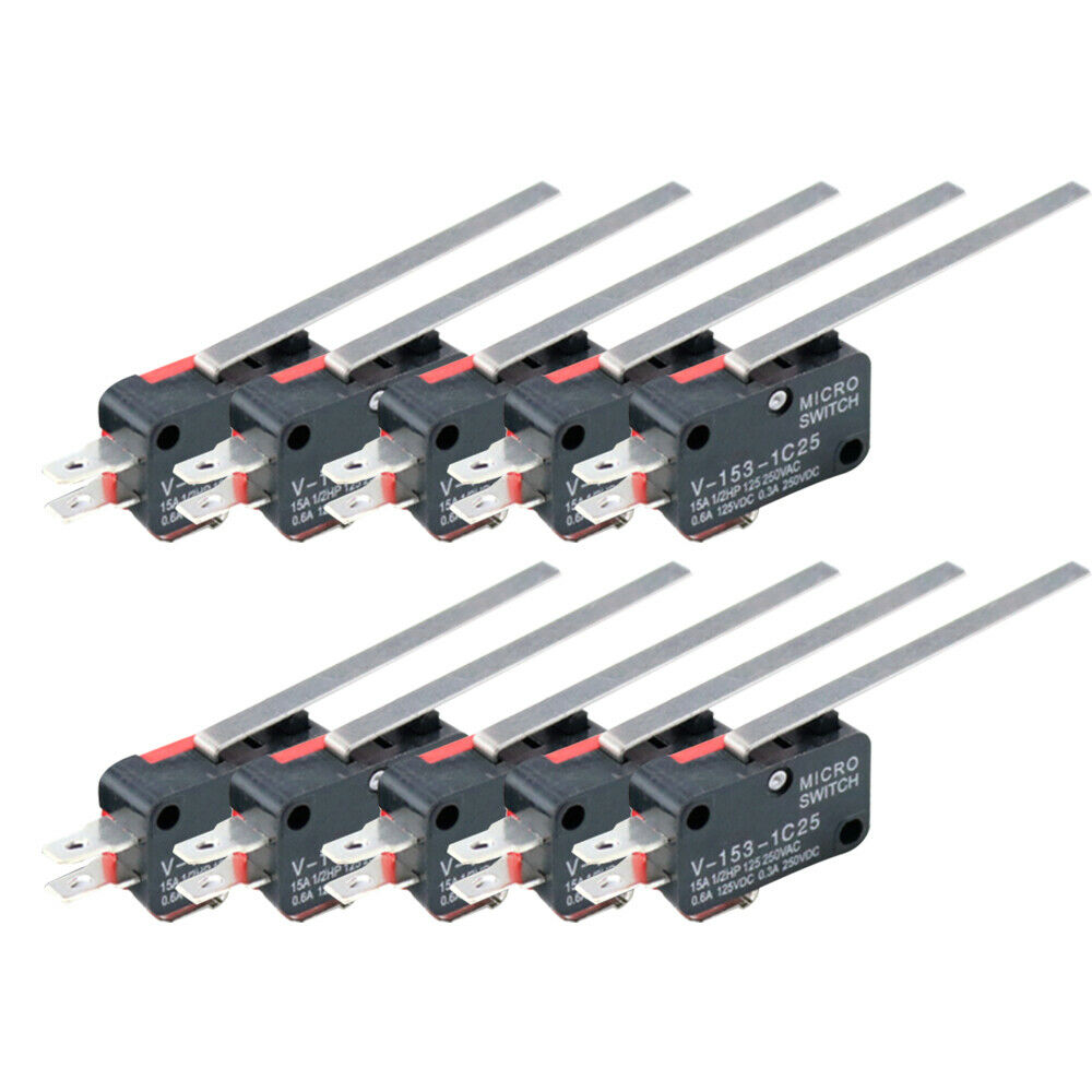 10Pcs V-153-1C25 SPDT Limit Switch Long Straight Handle Lever Type Micro Switch