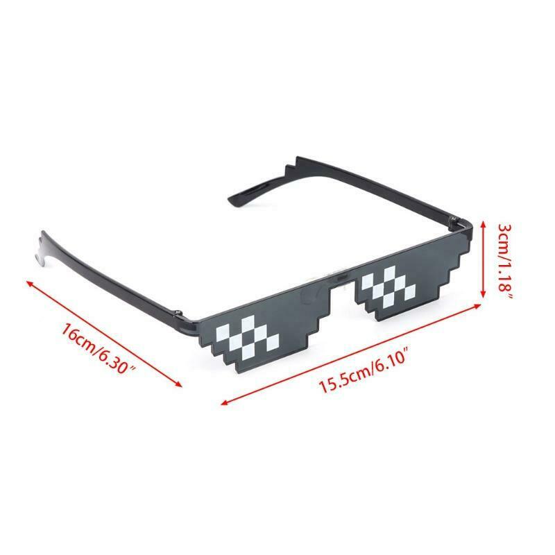 Thug Life Glasses Deal With It Glasses Pixel Women Men Black  Sunglasses