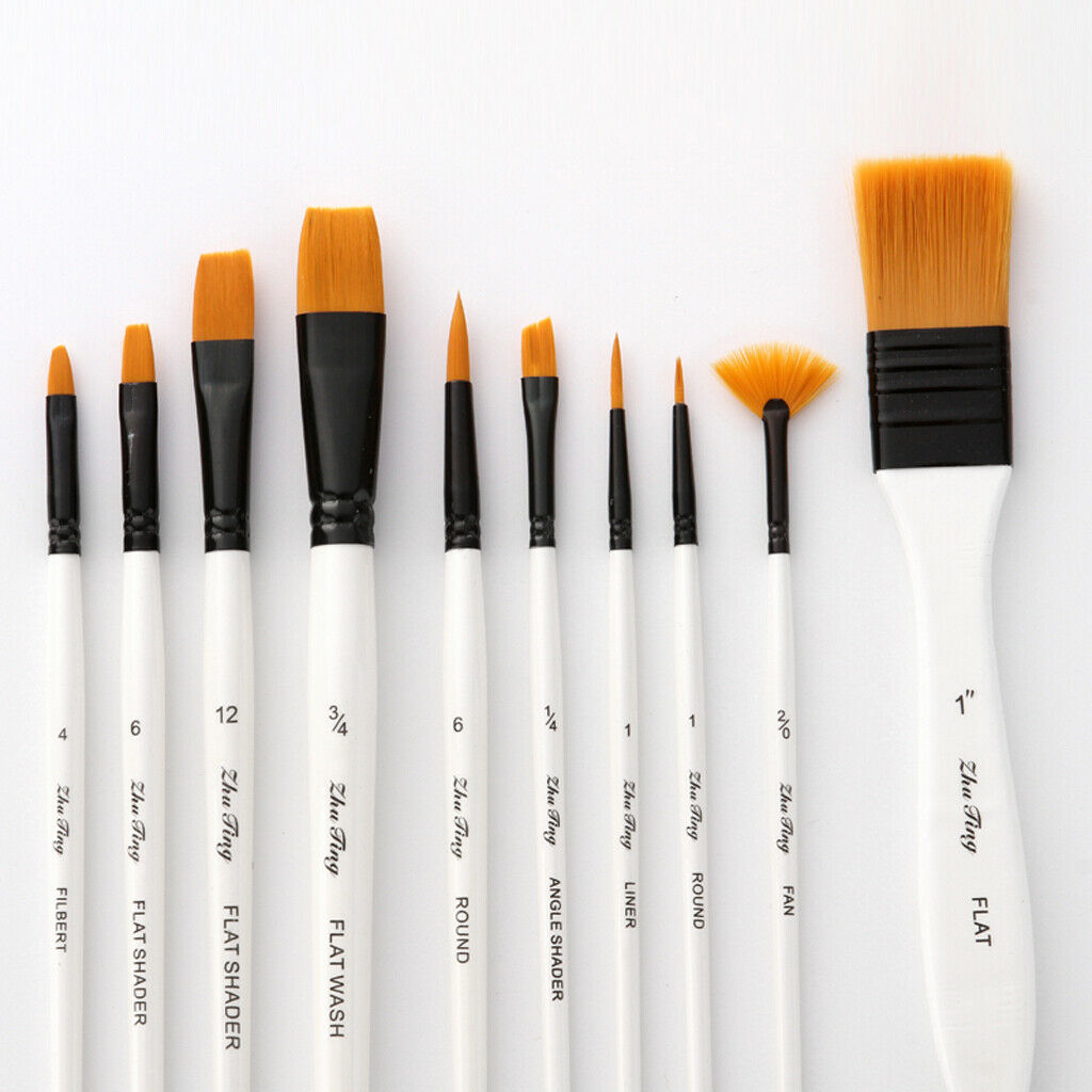 10x Art Brushes Artist Paint Brush for Oil Watercolor Gouache Make Up Paint