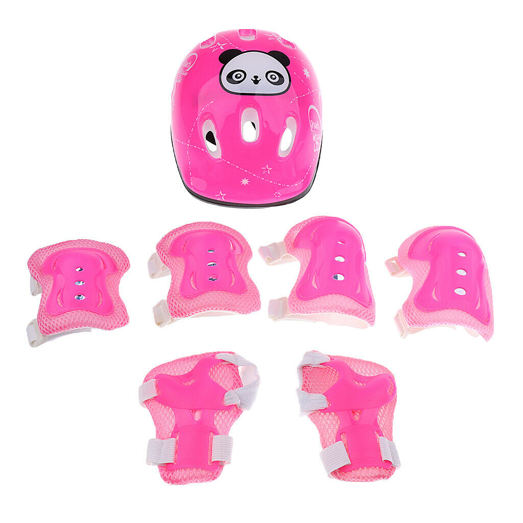 7 Pieces Kids Child Roller Skating Bicycle Helmet Wrist Guard Elbow Knee Pad