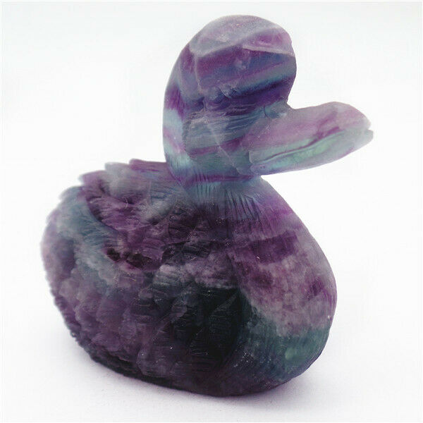 67x61x28mm Natural Rainbow Fluorite Carved Duck Decoration Statue Decor HH7917