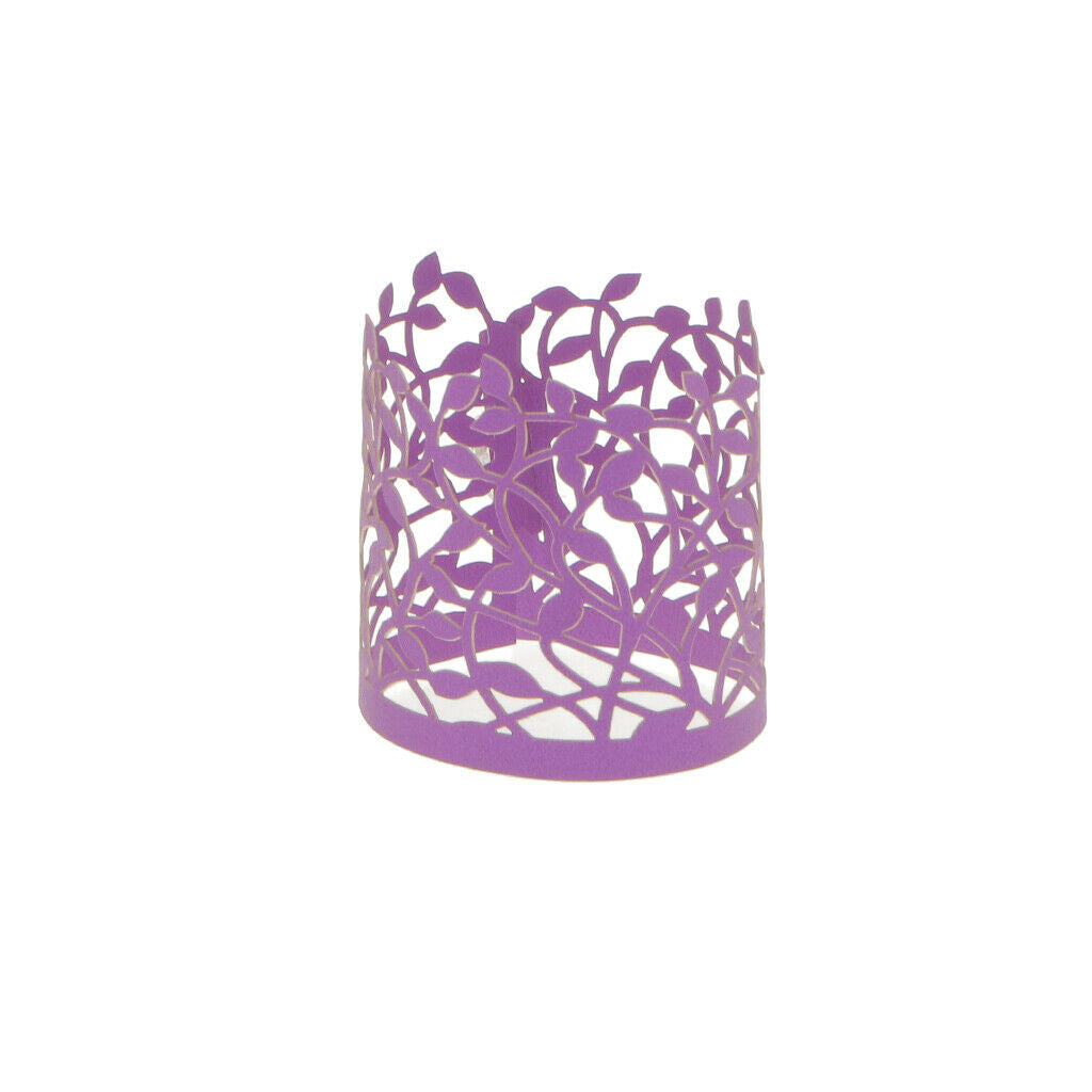 20pcs Flower Leaves Paper Tea Light Holder Wedding Party Decoration Purple