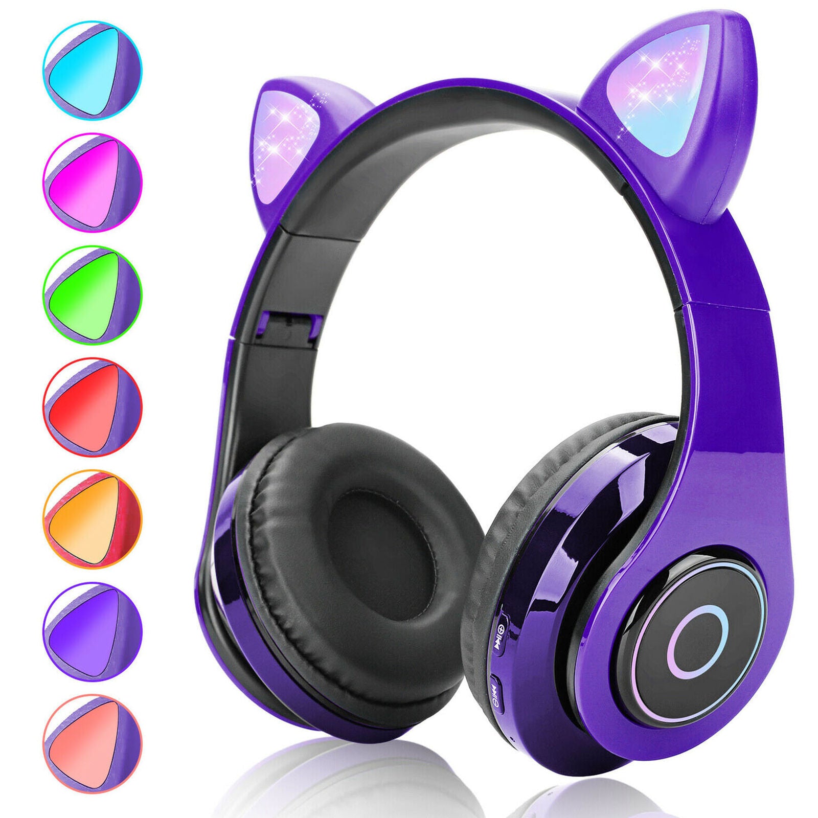 Bluetooth 5.0 Wireless Cat Rabbit Ear Headset LED w/Mic Headphone For Kids