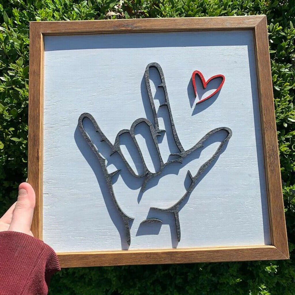 Gesture Wall Art Poster Paintings TV Wood Heart Lover Living Room Decoratoin