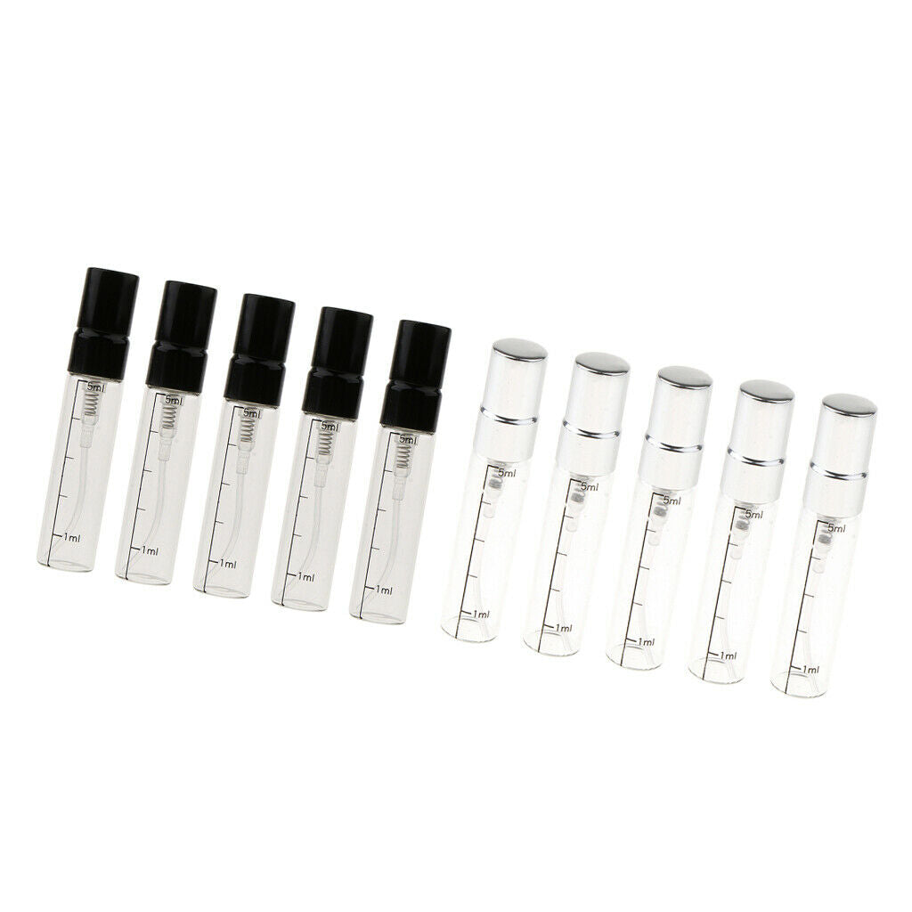 10 Pieces Portable Empty Aroma Bottle 5ml Glass Small Spray Jars Travel
