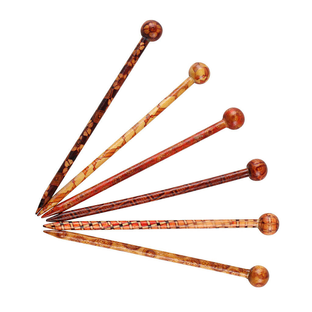 16 Pieces 5.11 inch Retro Hair Sticks Printed Wood Hairpin Chopsticks Wooden