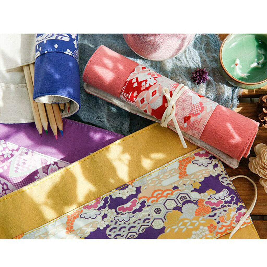 2pcs Roll up Pen Pencil Case Cloth Bags Pouch For Make Up Tools Organizers