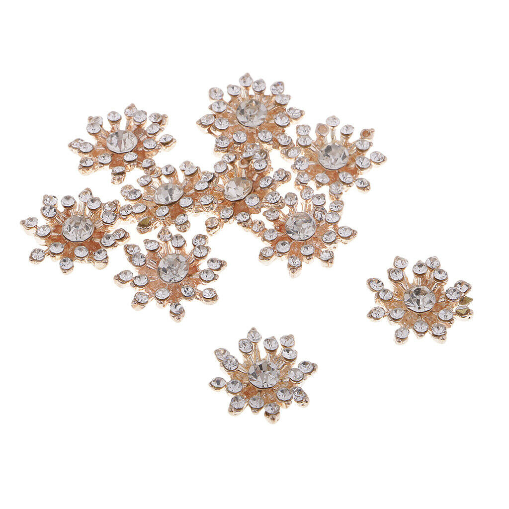 Prettyia 10pcs Crystal Rhinestone Flatback Buttons Embellishment Sewing Crafts