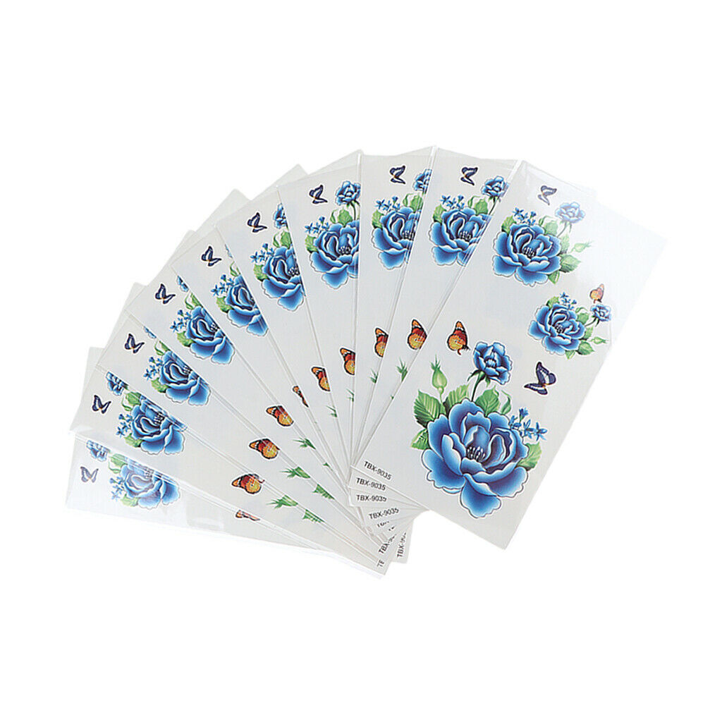 Pack of 10 Sheets Party Waterproof Flower Temporary Tattoo Stickers TBX-035