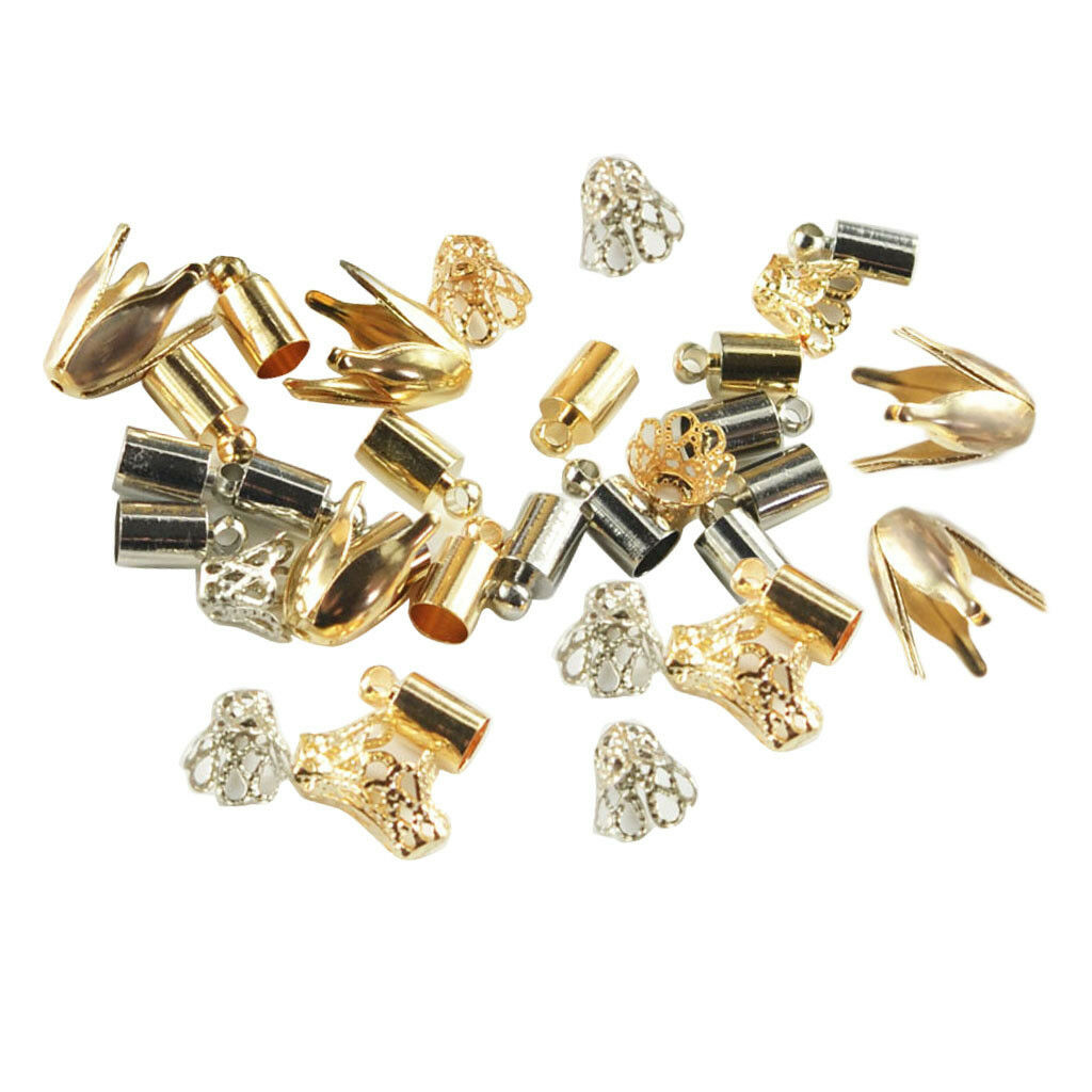 50x Assorted Filigree Flower End Spacer Metal Bead Caps Jewelry Making Craft