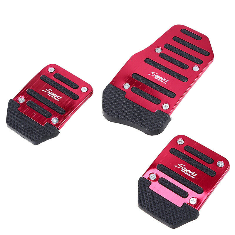 3pcs Car Red Non-Slip Automatic Brake Foot Pedal Pad Cover Universal Accessories
