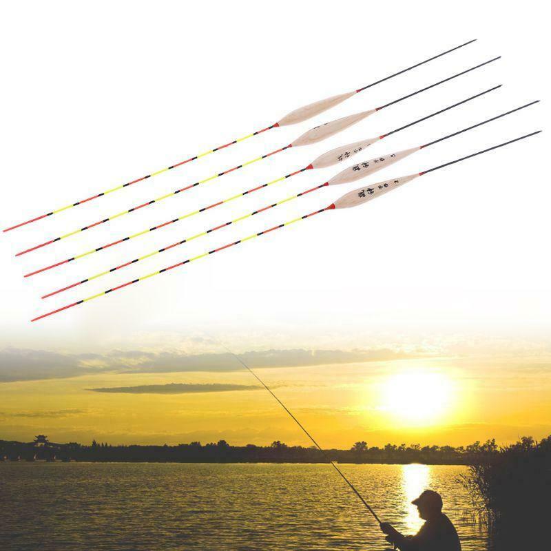 5 Pcs Fishing Float Night Luminuous Tackle Glow Stick Wood Accessories With Lead