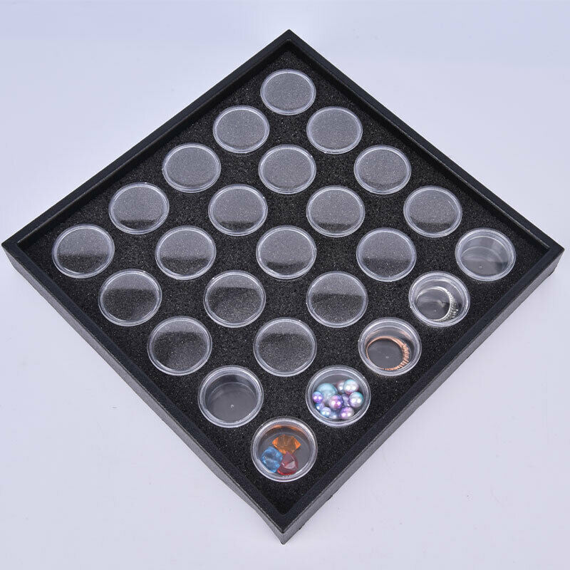 25 Grid Clear Box Plastic Nail Art rhinestones Case Storage ring Jearrings BFCA