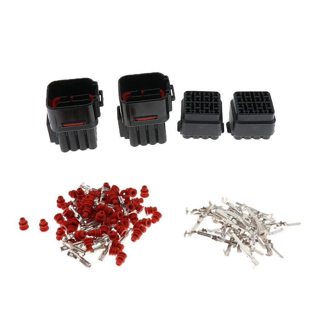 2 Kits Car Motorcycle Waterproof 16Pin Electrical Connector Wire Plugs